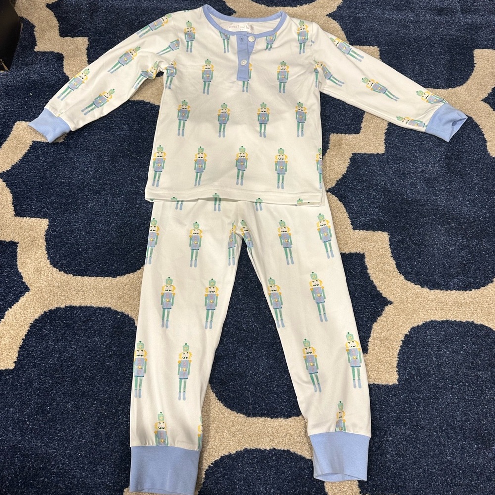 Cecil and Lou Blue And Green Knit Nutcracker Pajamas